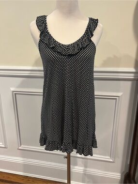Betsy Johnson Black and White Polka Dot Ruffle Tank Dress/Shirt
